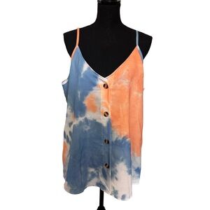 Tie-Dye Button-Up Camisole Top